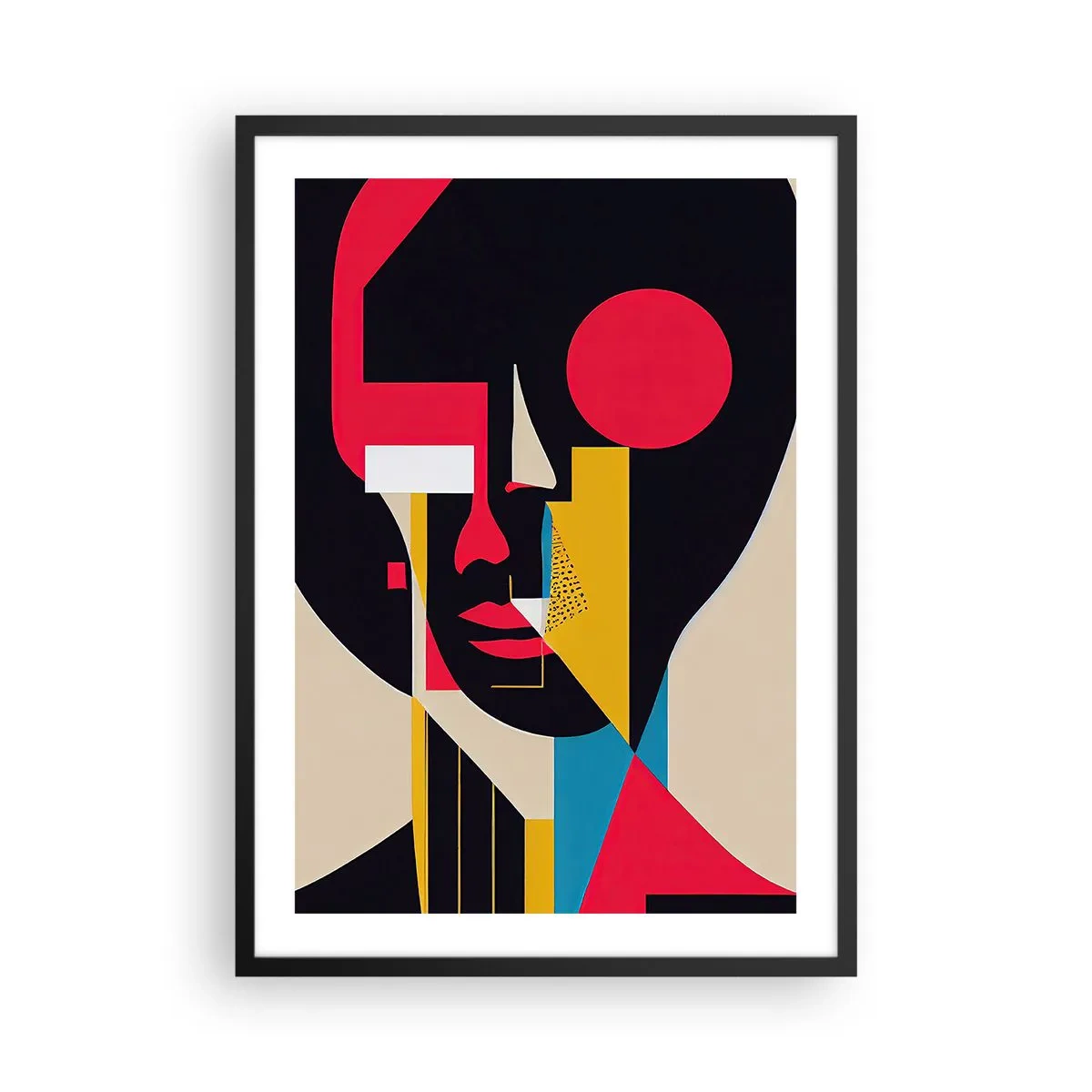 Póster en marco negro - Retrato abstracto en una composición geométrica - 50x70cm - Su mundo interior - Decoración de pared moderna para salón y dormitorio ARTTOR