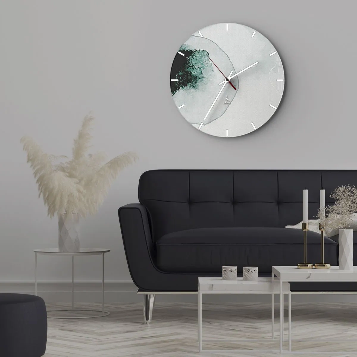 Reloj de pared - Reloj de vidrio - Una composición artística que se asemeja a una gota de agua con vegetación. - 30x30cm - En una gota de agua - Decoración de pared moderna para salón, cocina y dormitorio ARTTOR