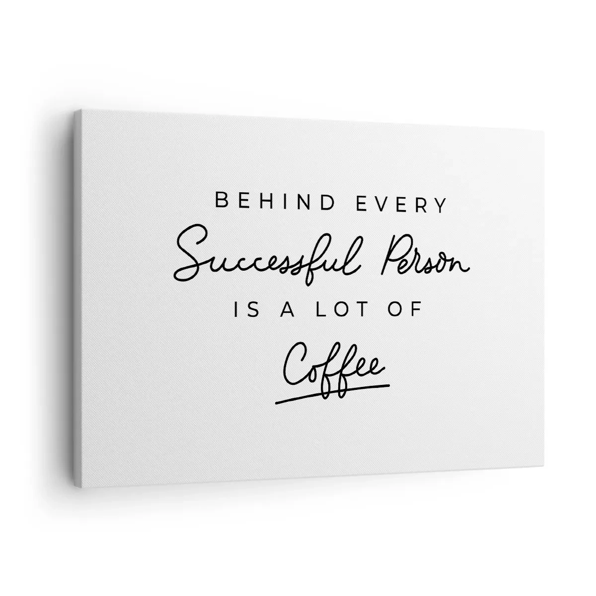 Cuadro sobre lienzo - Impresión de Imagen - Una cita minimalista sobre el éxito y el café sobre un fondo blanco. - 70x50cm - El secreto del éxito - Decoración de pared moderna para salón y dormitorio ARTTOR
