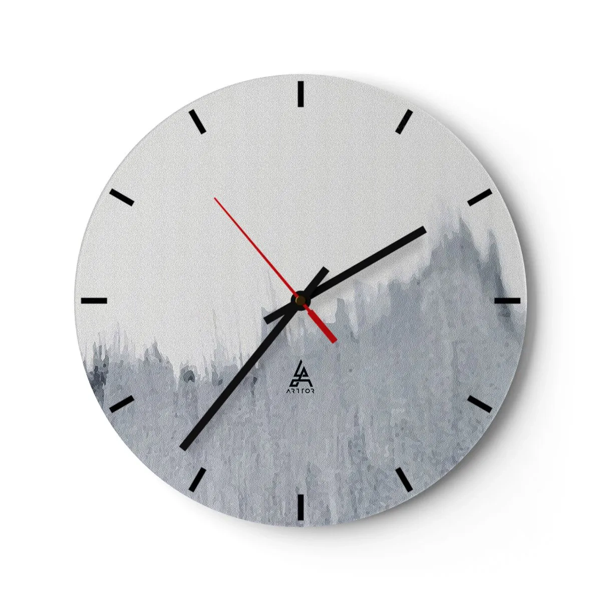 Reloj de pared - Reloj de vidrio - Abstracción gris con pinceladas verticales - 30x30cm - Una señal misteriosa - Decoración de pared moderna para salón, cocina y dormitorio ARTTOR