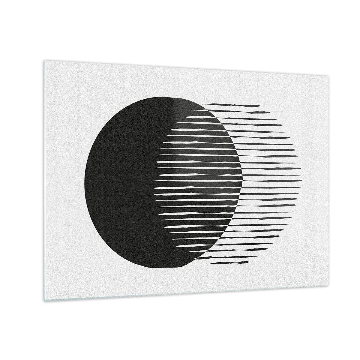 Cuadro sobre vidrio - Impresiones sobre Vidrio - Una forma minimalista de dos círculos que se intersecan. - 70x50cm - Su alter ego - Decoración de pared moderna para salón y dormitorio ARTTOR