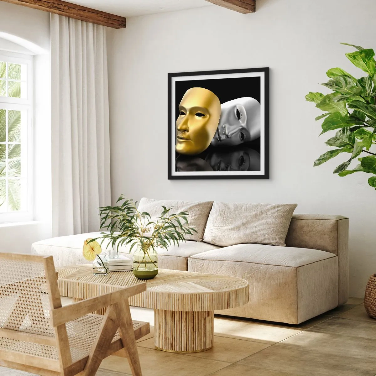 Póster en marco negro - La vida es un teatro - 30x30 cm