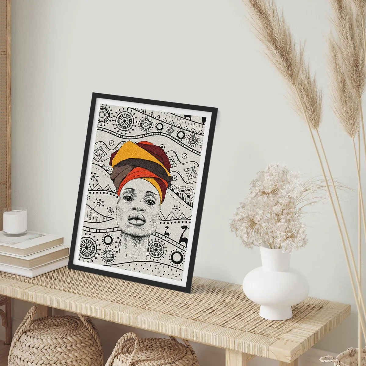 Póster en marco negro - patriarca africano - 50x70cm - Retrato africano - Decoración de pared moderna para salón y dormitorio ARTTOR