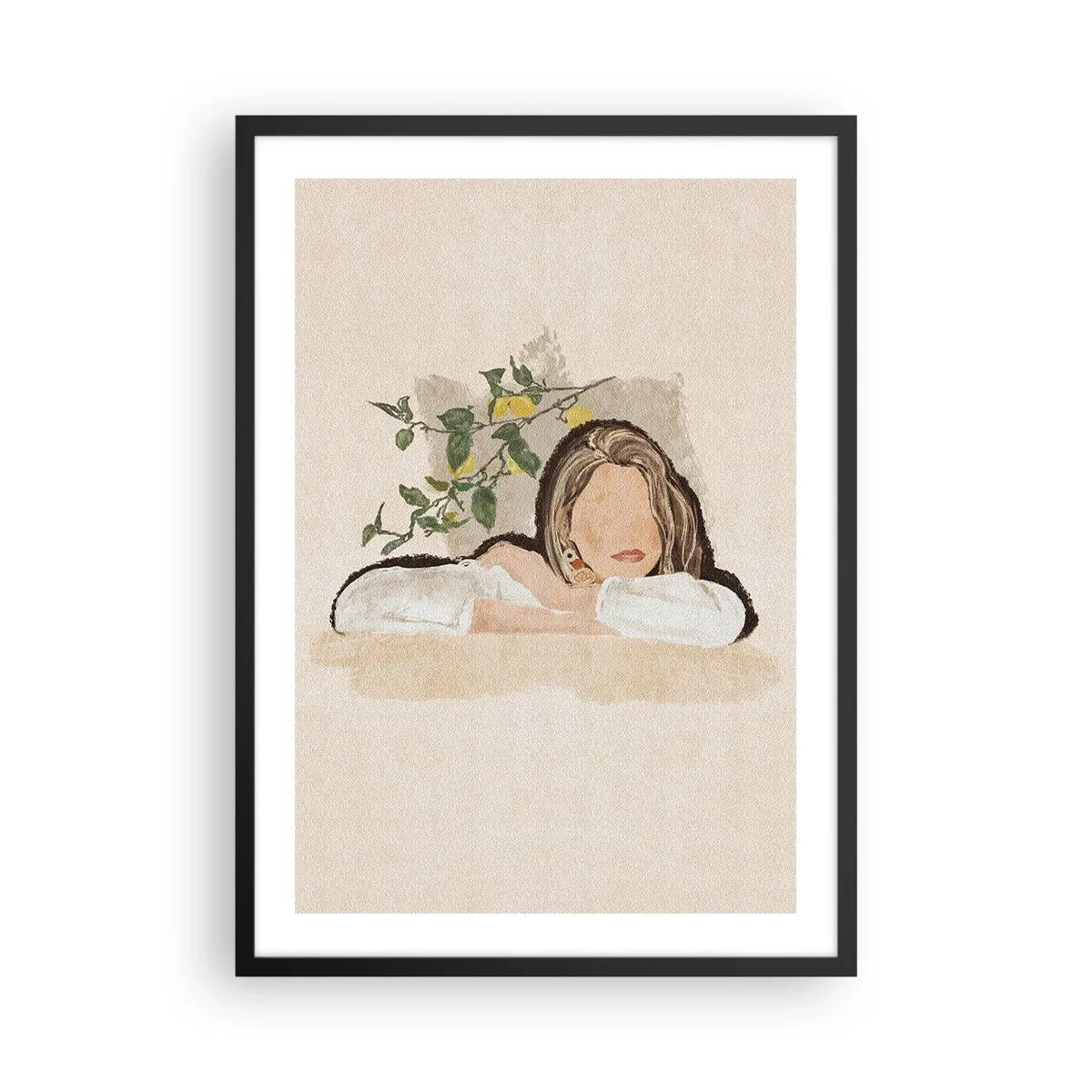 Póster en marco negro - Una figura pensativa rodeada de naturaleza. - 50x70cm - La belleza del sur - Decoración de pared moderna para salón y dormitorio ARTTOR