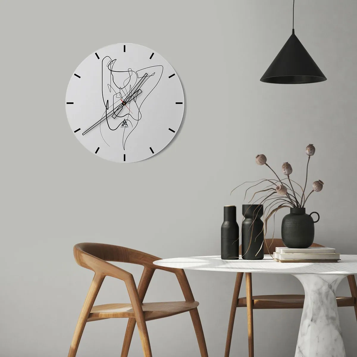 Reloj de pared - Reloj de vidrio - Silueta femenina abstracta en una línea minimalista. - 30x30cm - Realmente, tal y como eres - Decoración de pared moderna para salón, cocina y dormitorio ARTTOR