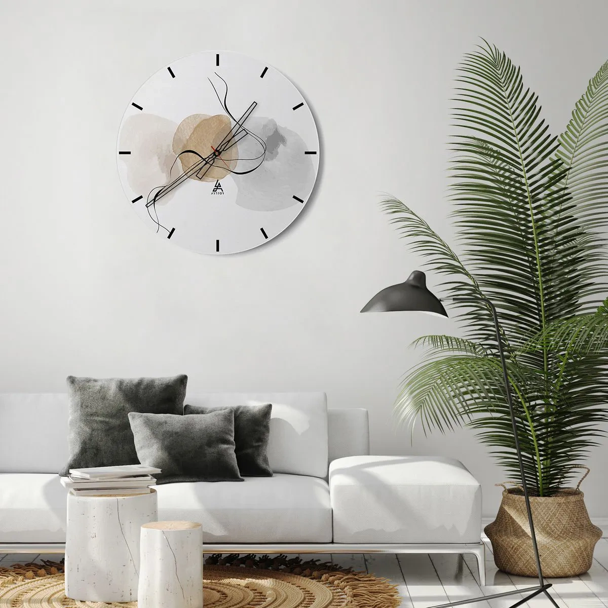 Reloj de pared - Reloj de vidrio - Manchas pastel abstractas y líneas negras sobre un fondo blanco - 30x30cm - Pompas de aire - Decoración de pared moderna para salón, cocina y dormitorio ARTTOR
