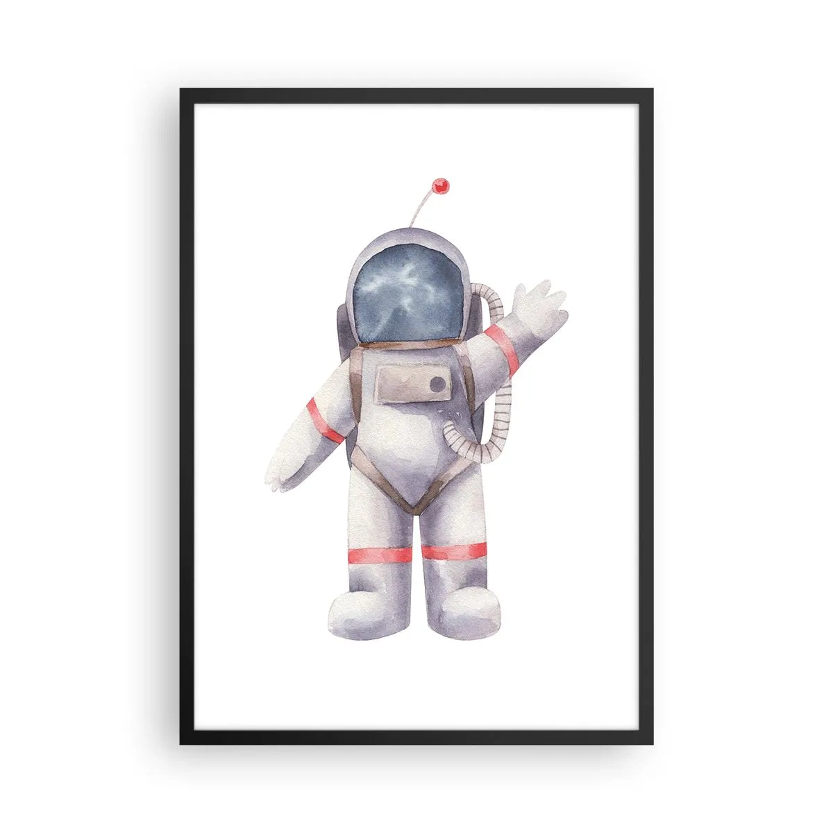 Póster en marco negro - Ilustración de astronauta en acuarela saludando en el espacio - 50x70cm - Esto es todo por ahora - Decoración de pared moderna para salón y dormitorio ARTTOR