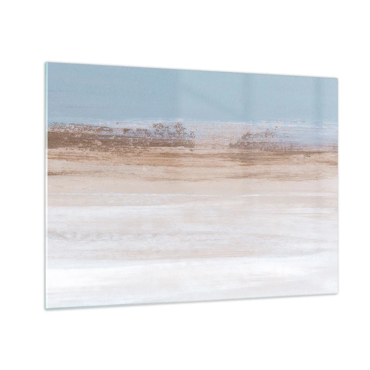 Cuadro sobre vidrio - Impresiones sobre Vidrio - Paisaje abstracto con cielo y tierra pastel. - 70x50cm - Paisaje ambiguo - Decoración de pared moderna para salón y dormitorio ARTTOR