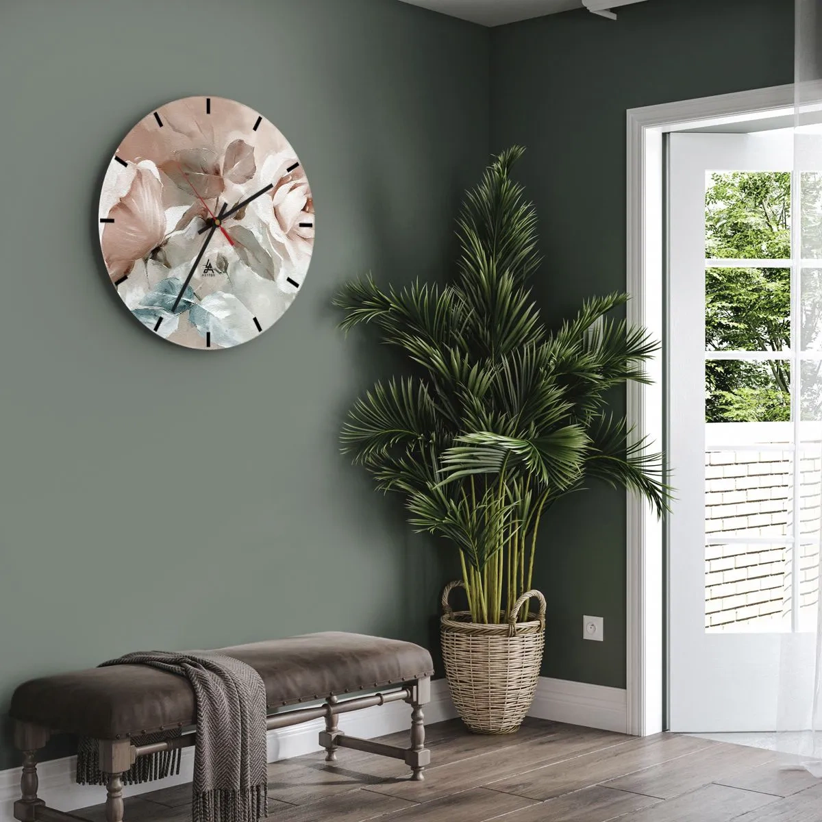 Reloj de pared - Reloj de vidrio - Delicadas flores en tonos pastel sobre un fondo claro. - 30x30cm - El espíritu del romanticismo - Decoración de pared moderna para salón, cocina y dormitorio ARTTOR