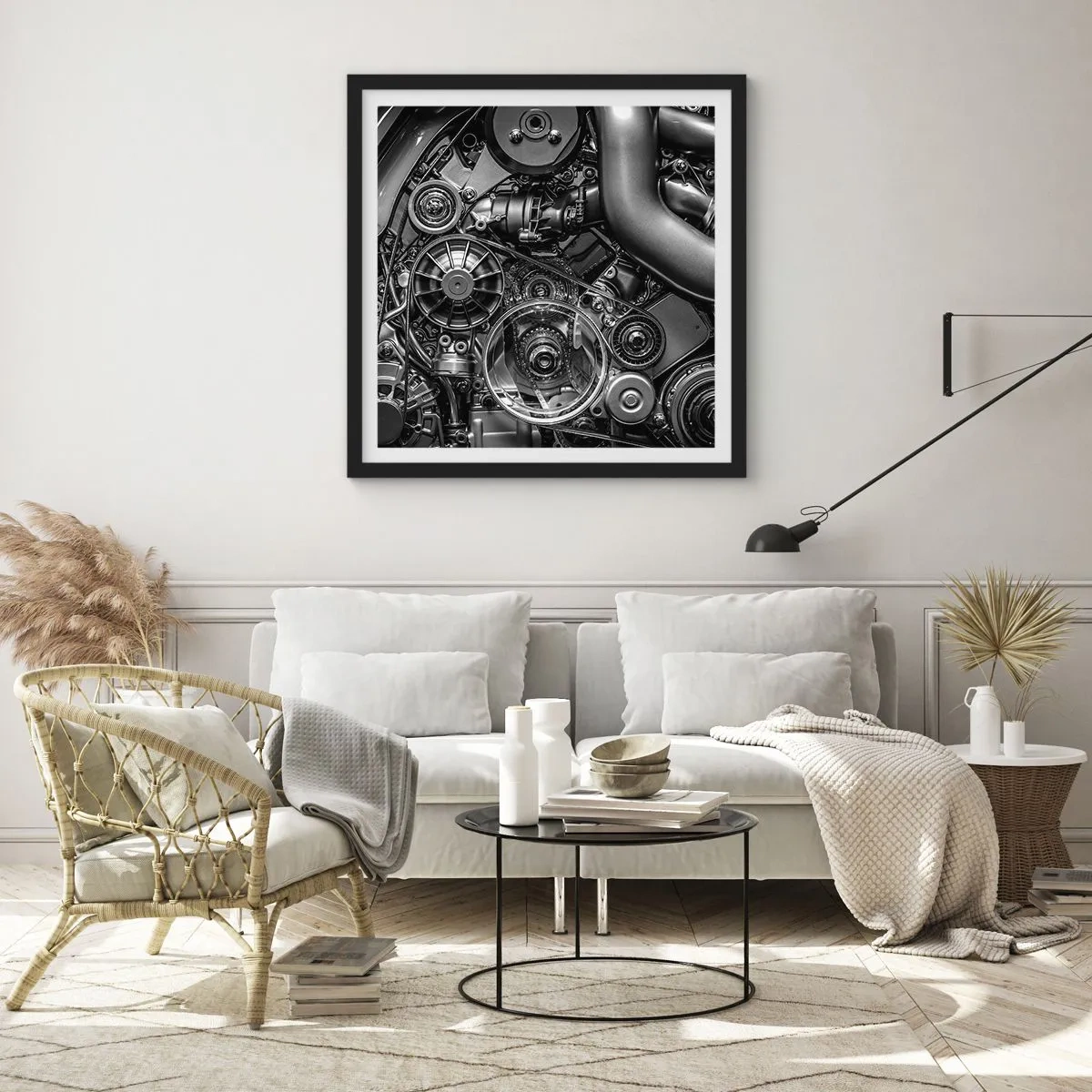 Póster en marco negro - La poesía de la mecánica - 30x30 cm