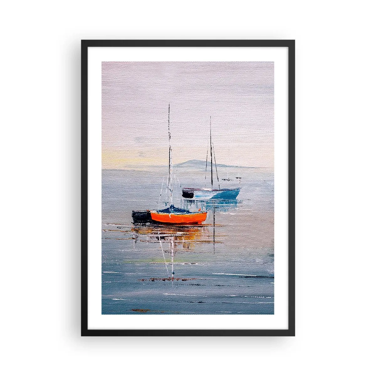 Póster en marco negro - Veleros en aguas tranquilas - 50x70cm - Un más que merecido descanso - Decoración de pared moderna para salón y dormitorio ARTTOR